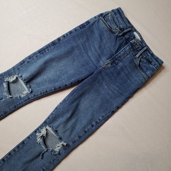 Good American Denim - Good American Womens Size 0/25 Good Waist Crop Jeans Chewed Hem Blue GWCCH005T